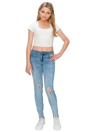 2 Tone Cropped Skinny W/ Destruction 26 Inch Inseam