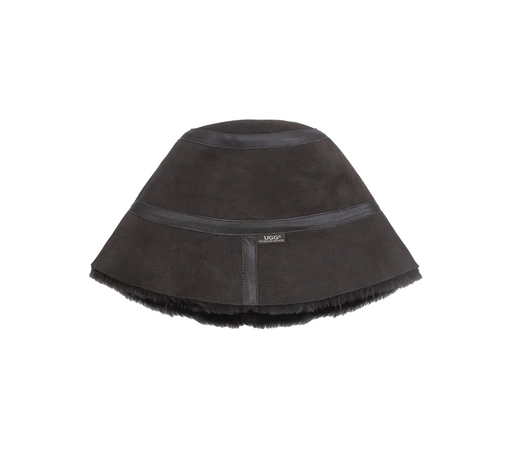 AUSTRALIAN SHEPHERD® Fluffy Sheepskin Wool Bucket Patchwork Hat