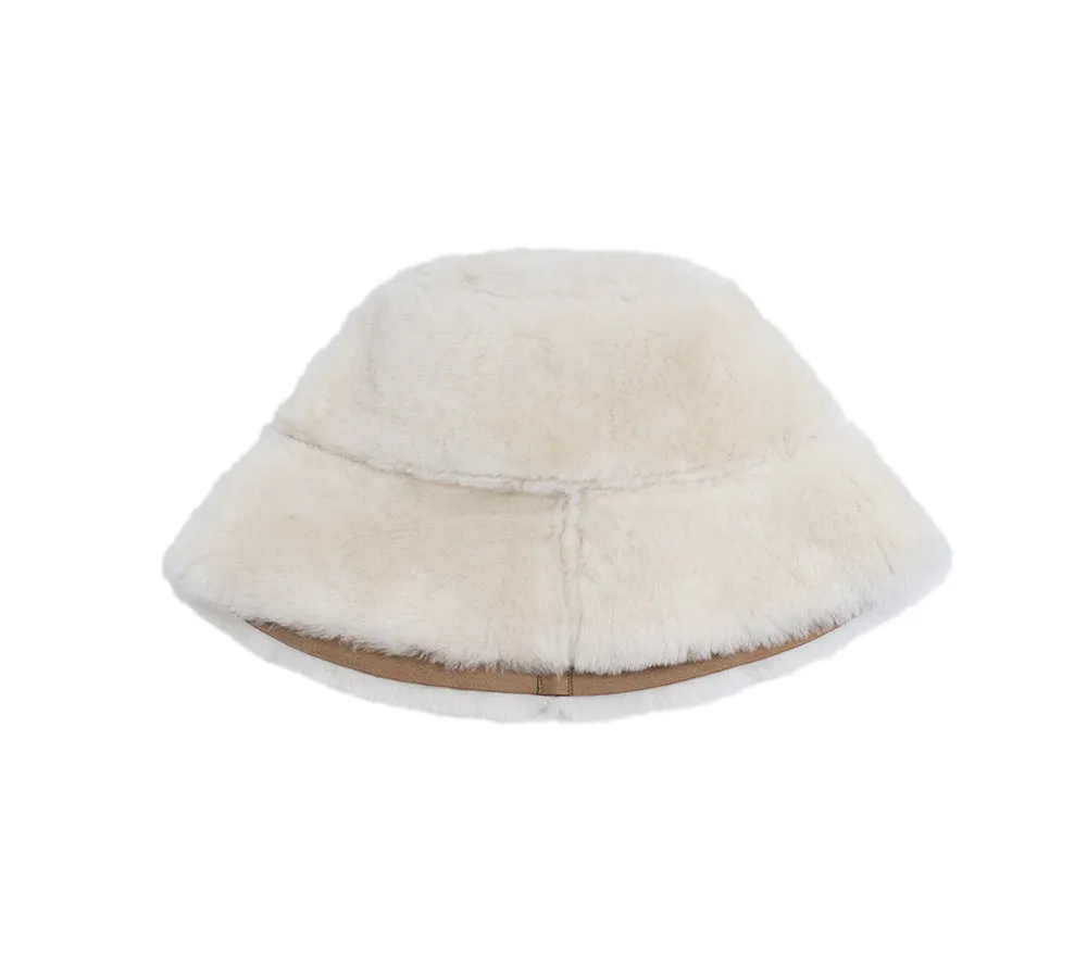 AUSTRALIAN SHEPHERD® Fluffy Sheepskin Wool Bucket Patchwork Hat