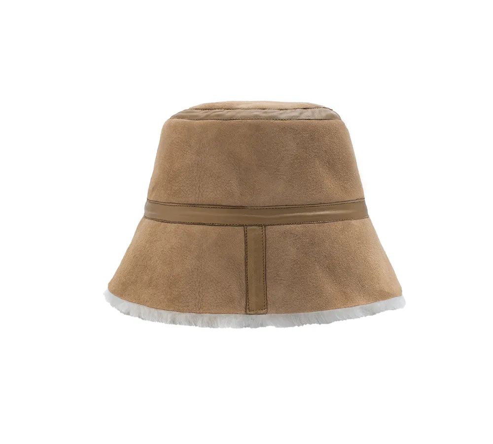 AUSTRALIAN SHEPHERD® Fluffy Sheepskin Wool Bucket Patchwork Hat