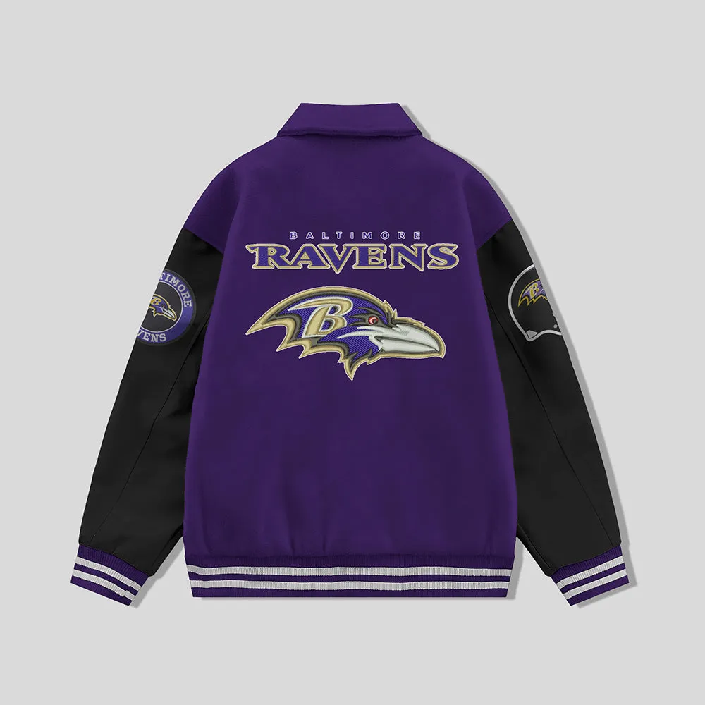 Baltimore Ravens Collared Varsity Jacket - NFL Letterman Jacket - Clubs Varsity