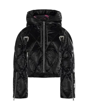 Baroque Buckle Hooded Puffer Bomber Jacket