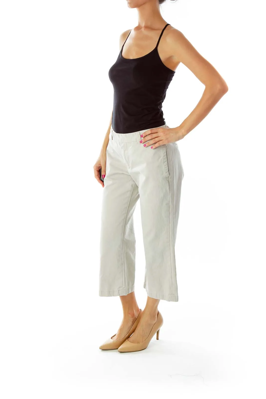 Beige Cropped Pants