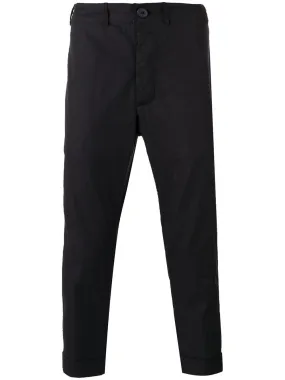 Black Cotton Cropped Slim Pant