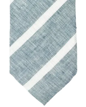 Brunello Cucinelli Linen Tie Light Blue White Stripes