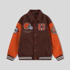 Cleeveland Browns Collared Varsity Jacket - NFL Letterman Jacket - Clubs Varsity