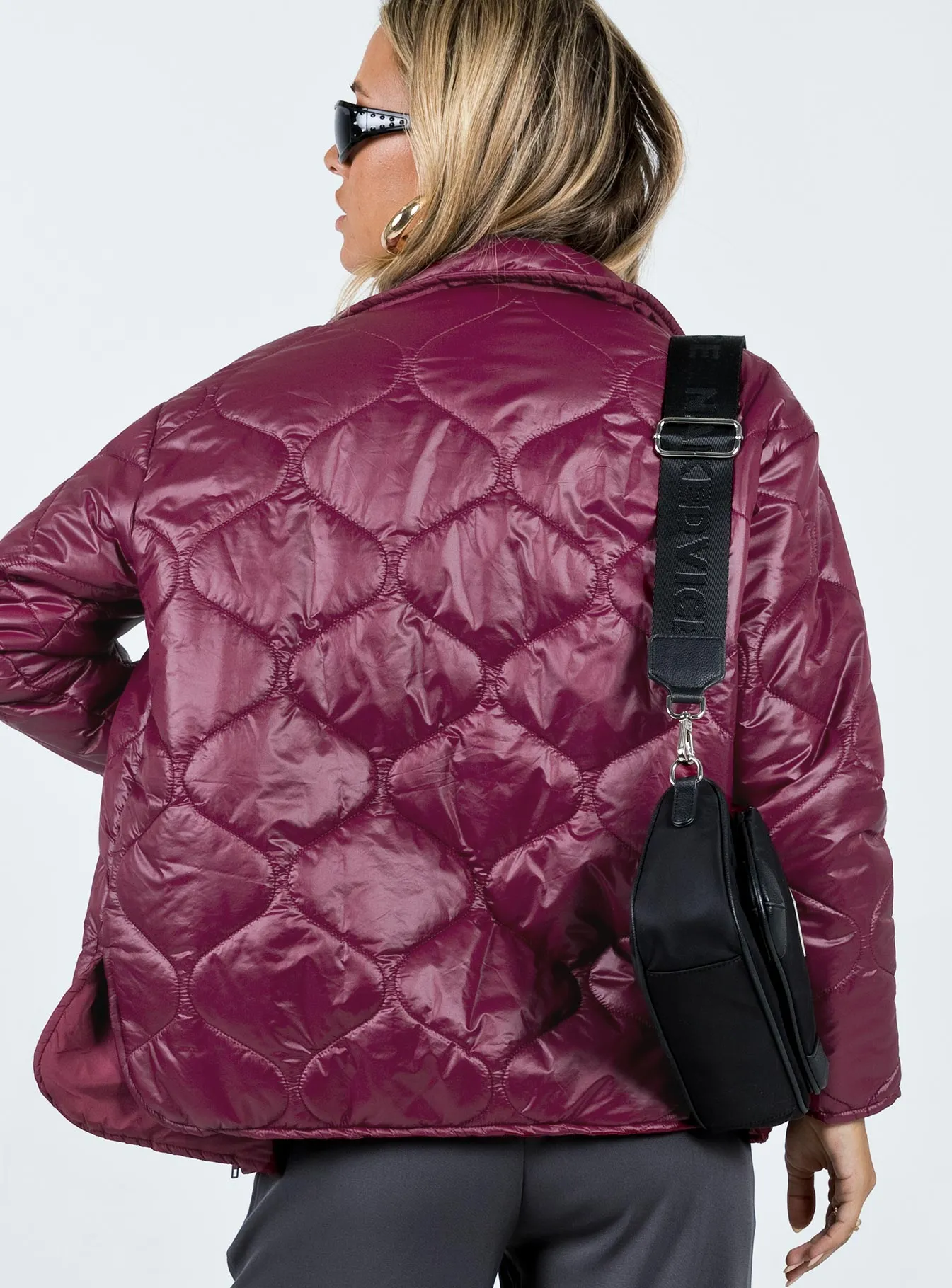 Cosmelia Quilted Puffer Jacket Wine