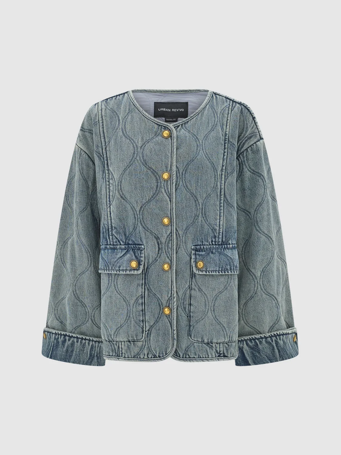 Denim Button Up Quilted Jackets