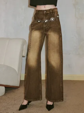 Distressed Wide-leg Jeans