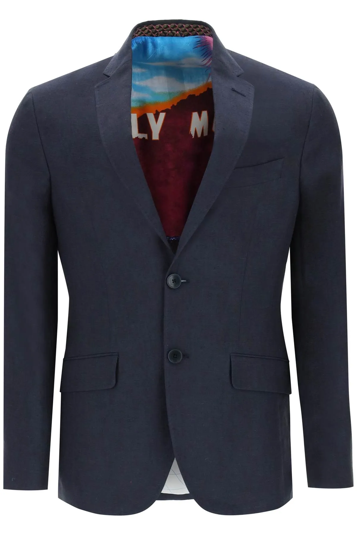 Etro tailored linen jacket featuring printed lining