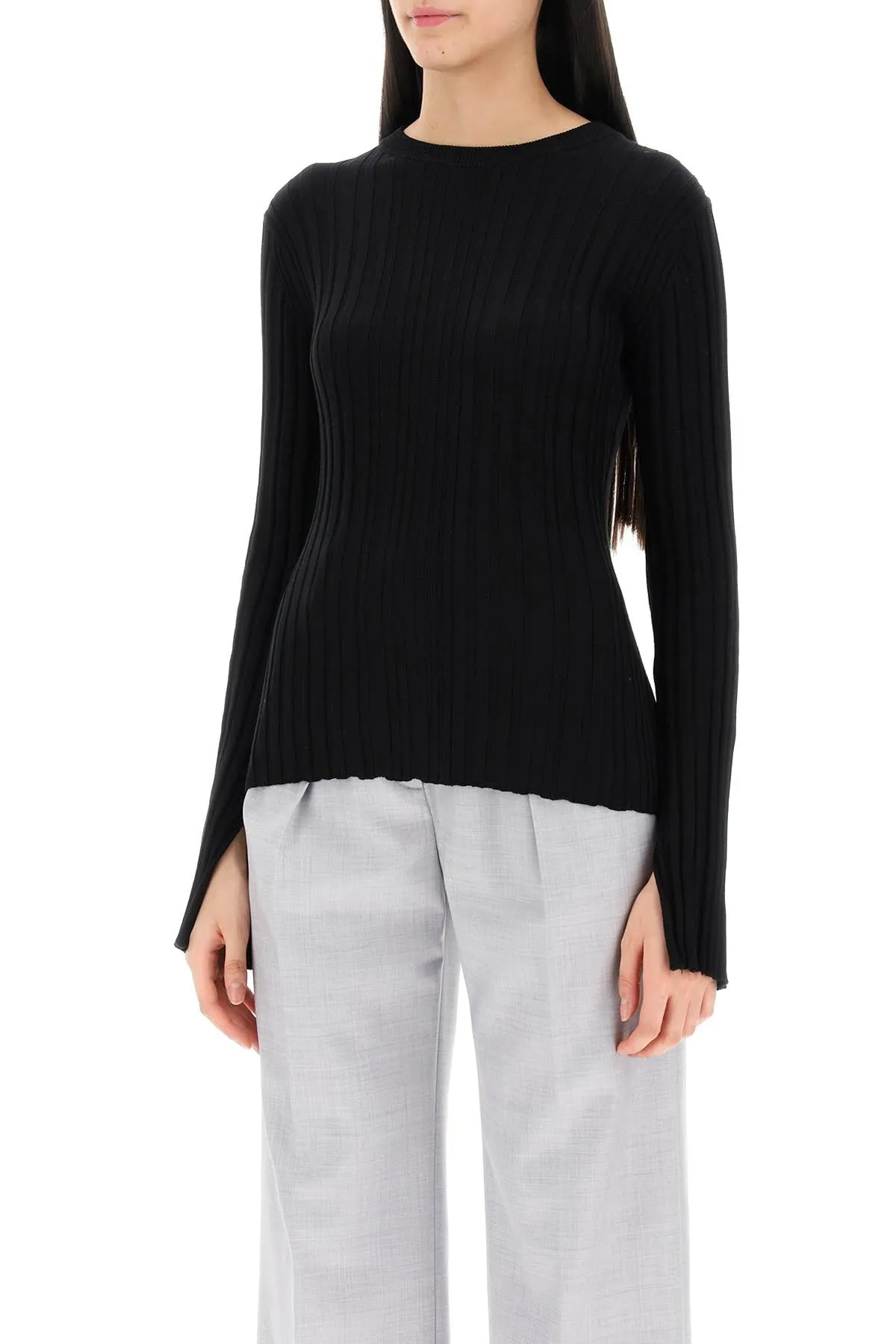 evie ribbed crew-neck sweater