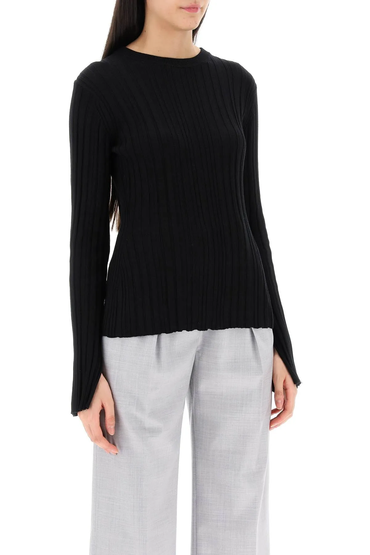 evie ribbed crew-neck sweater