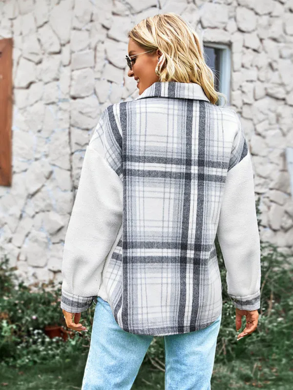 Fall-Winter Plaid Fleece Shirt Jacket