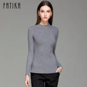 FATIKA Women Turtleneck Knitted Sweater Female Knitted Slim Pullover Ladies all-match Basic Thin Long Sleeve Shirt Clothing