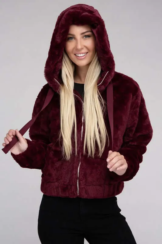 Fluffy Zip-Up Teddy Hoodie Jacket