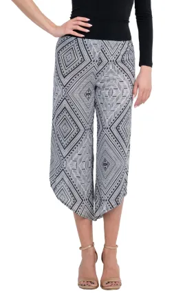 Geometric Print Asymmetric Cropped Pants (XS,S,M)