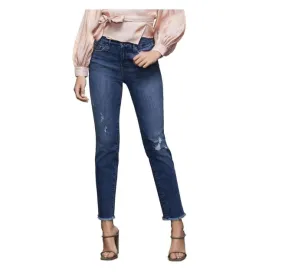 GOOD AMERICAN Women's Distressed Straight Leg Denim Jeans