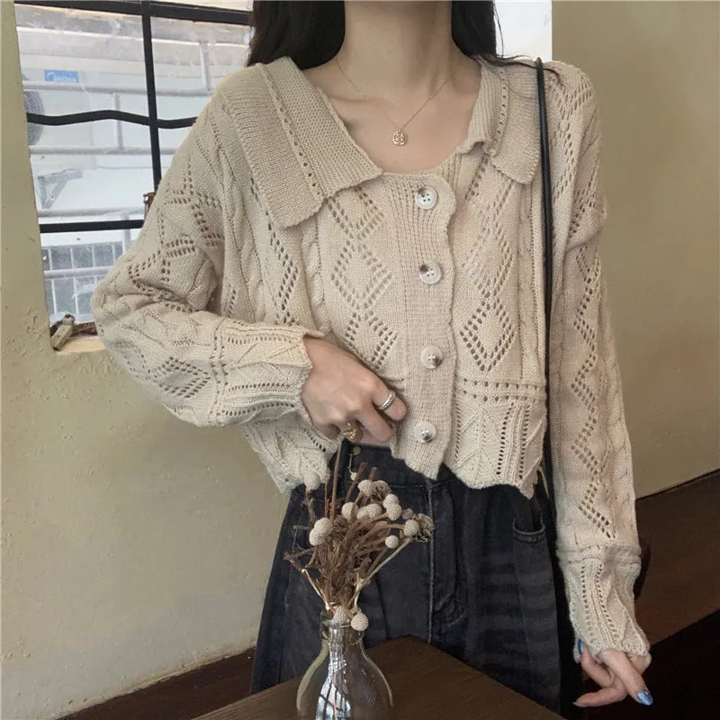 Hollow-out knitwear sweater 2022 thin cardigan coat petite shawl women cardigan jumper