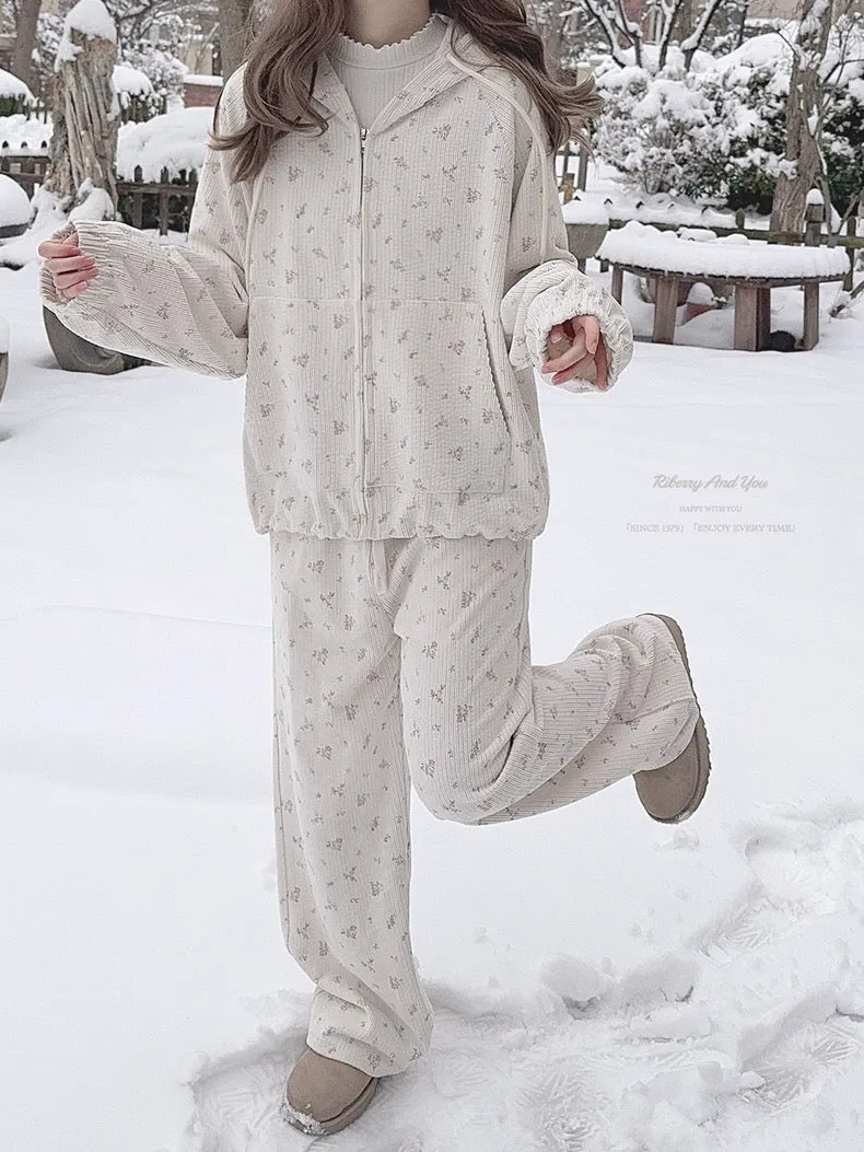 Lazy days cotton hoodie skirt pants set pajamas homewear