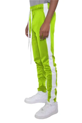 Lime Green And White Classic Slim Fit Track Pants