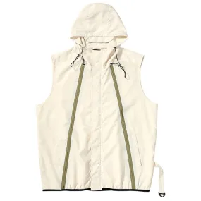 Meichao Mountain system waterproof woven fabric letter printed color stripes elastic rope clip hooded vest