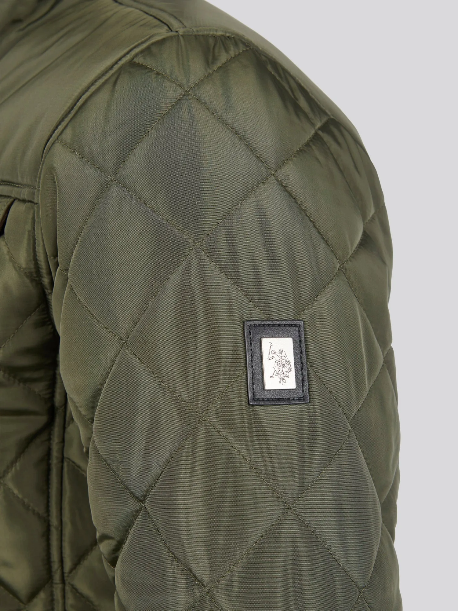 Mens Diamond Quilted Funnel Jacket in Forest Night