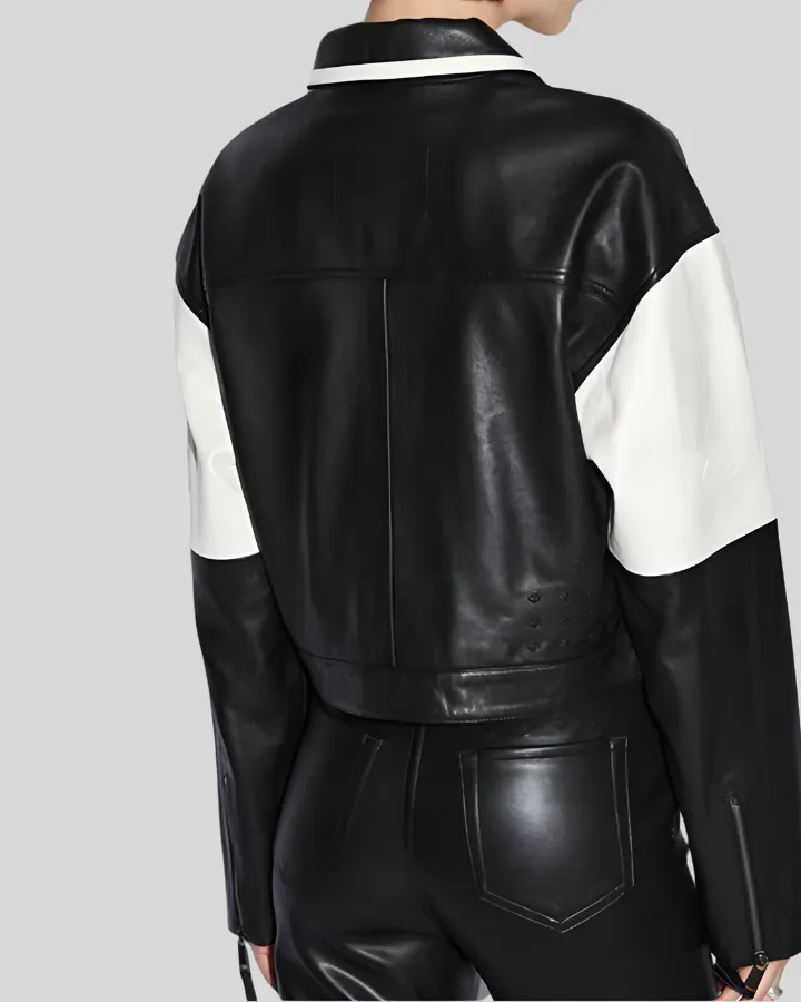 Monochrome Moto Leather Biker Jacket