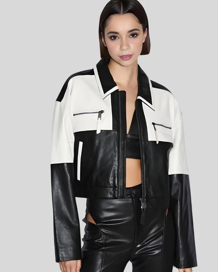 Monochrome Moto Leather Biker Jacket