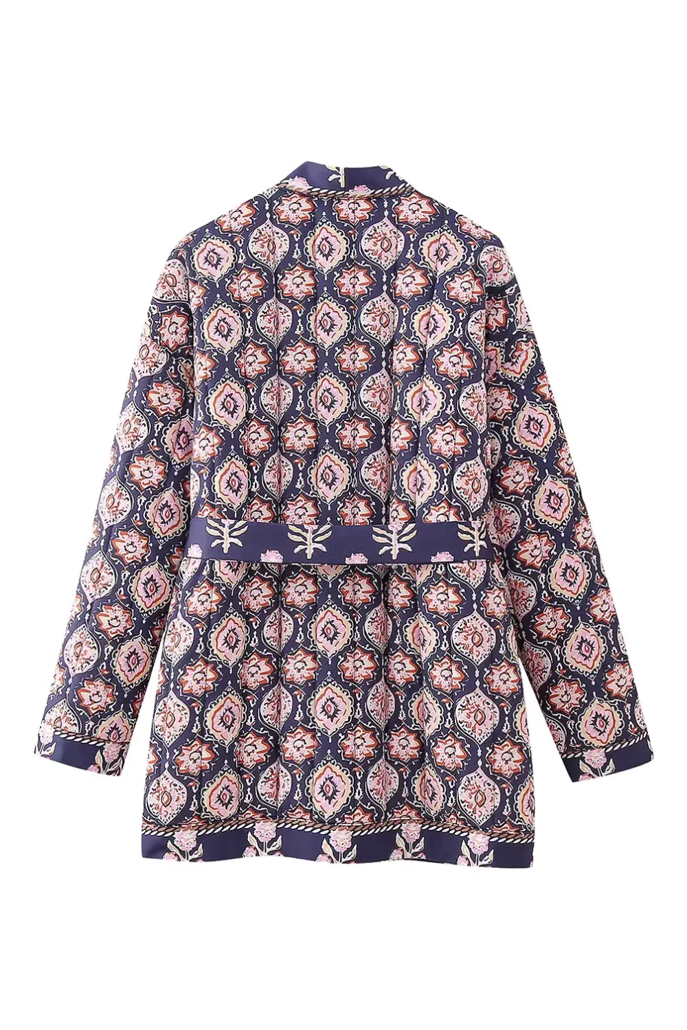 'Ophelia' Printed Waist-Belt Quilted Jacket