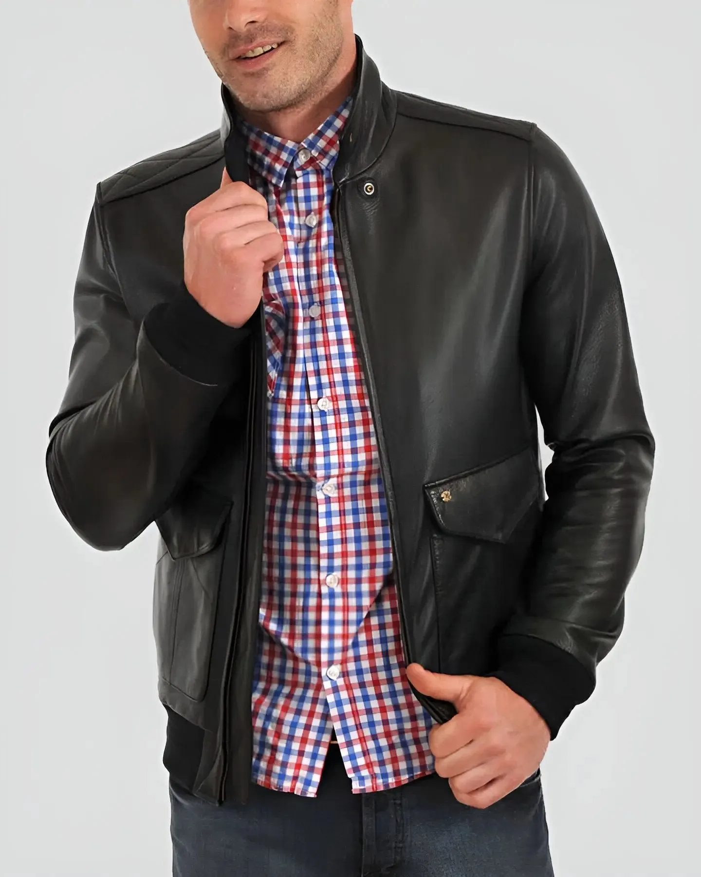 Osian Black Bomber Leather Jacket