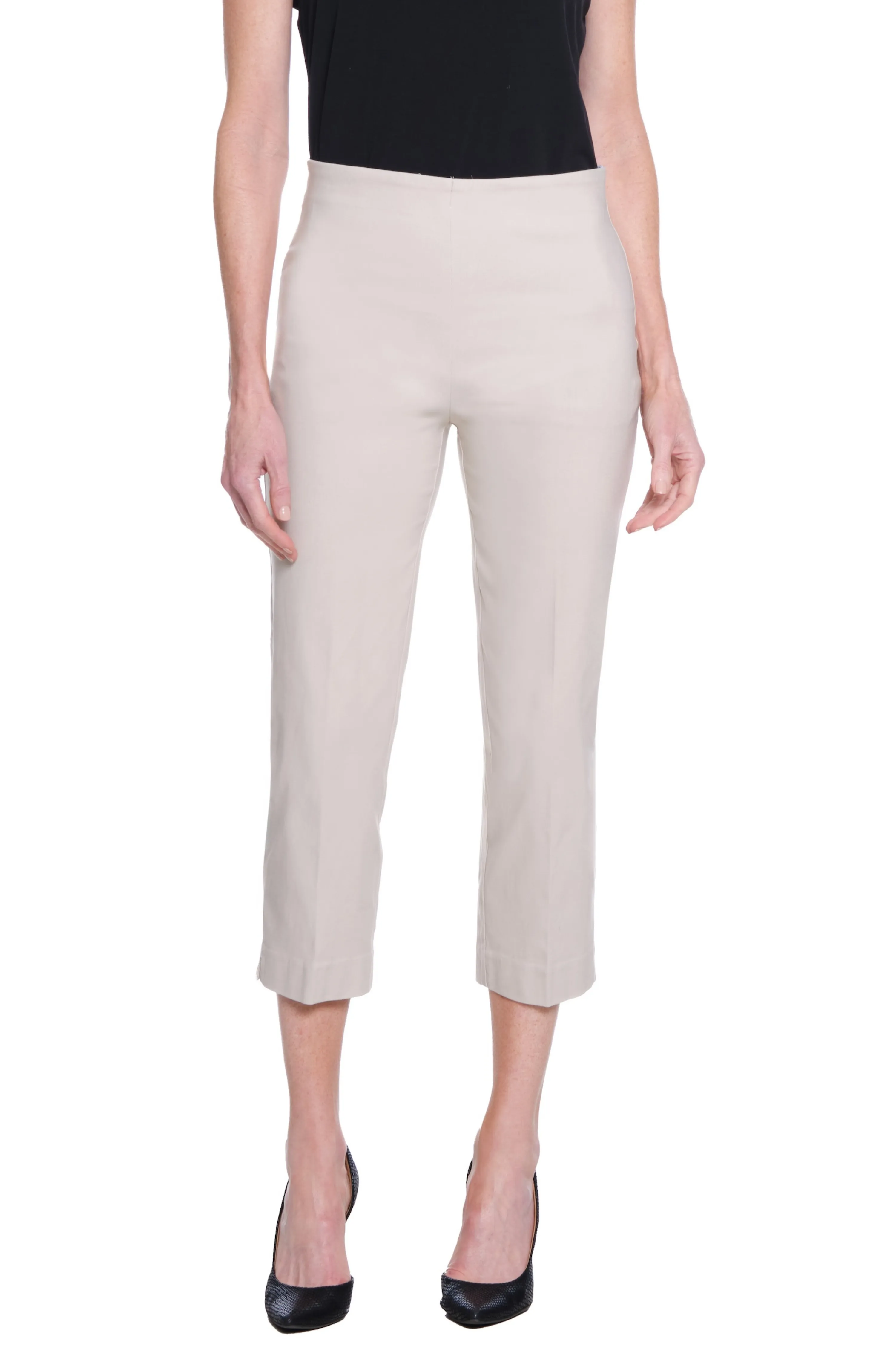 Pull On 'No Waist' Crop Pant - Stone