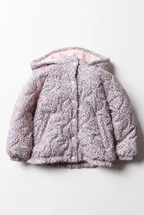 Quilted Hooded Jacket Pink