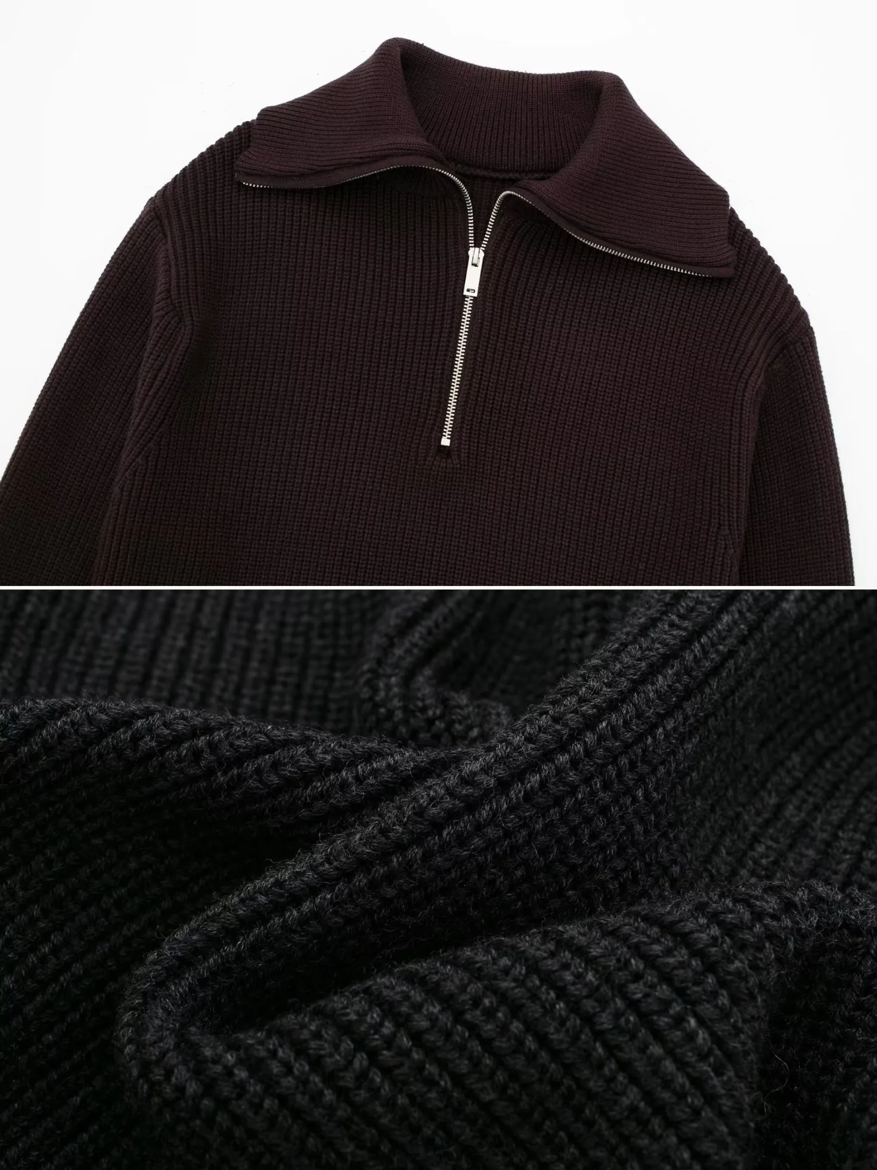 Rhoda Zip-Up Ribbed Sweater