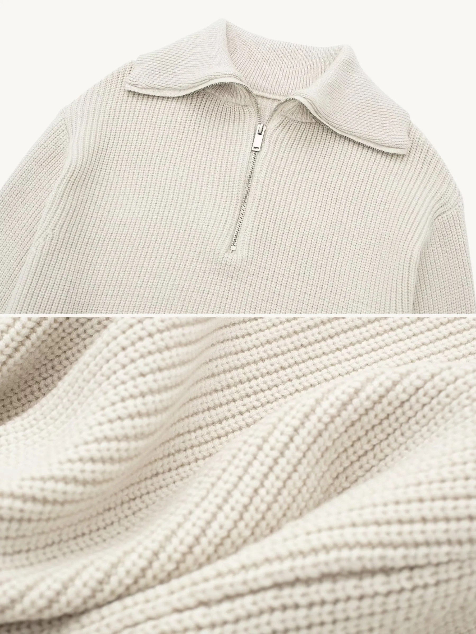 Rhoda Zip-Up Ribbed Sweater