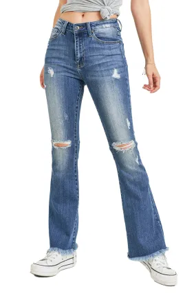 Risen Jeans - High Rsie Distressed Hem Flare - RDP1295