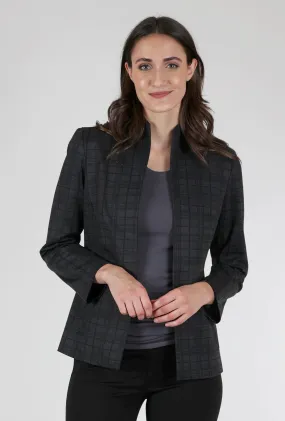 Shaped Plaid Jacket, Charcoal