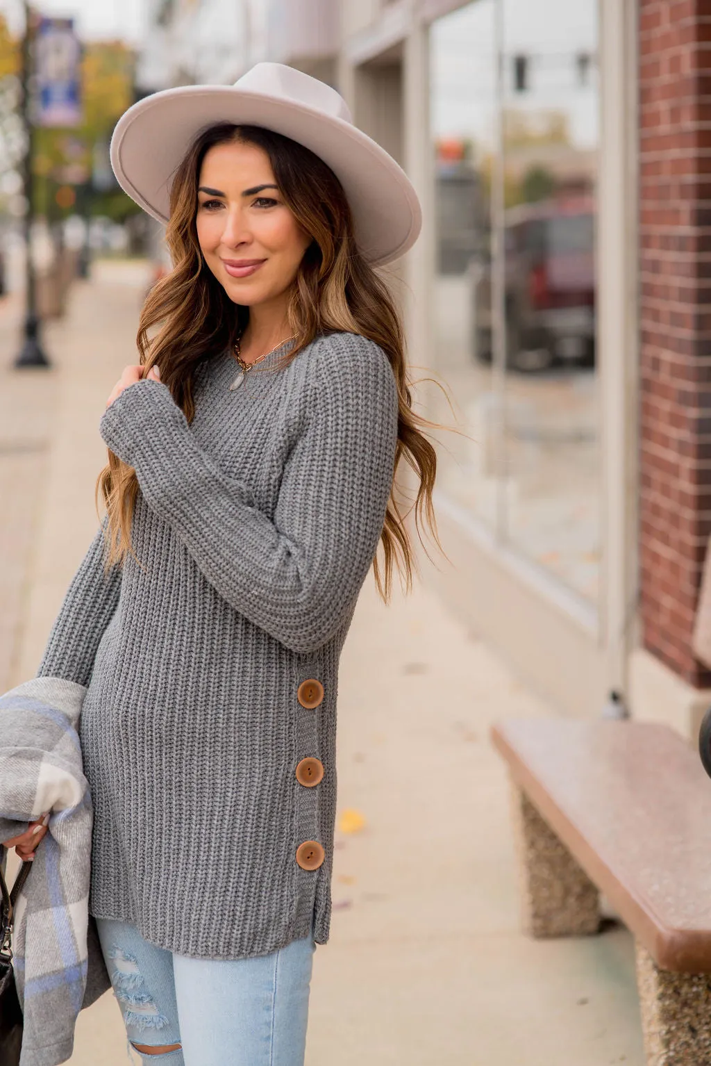 Side Button Sweater