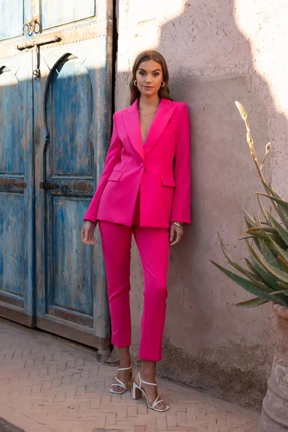 Slim Fit Jacket with Signature Shoulder Pads Fuchsia