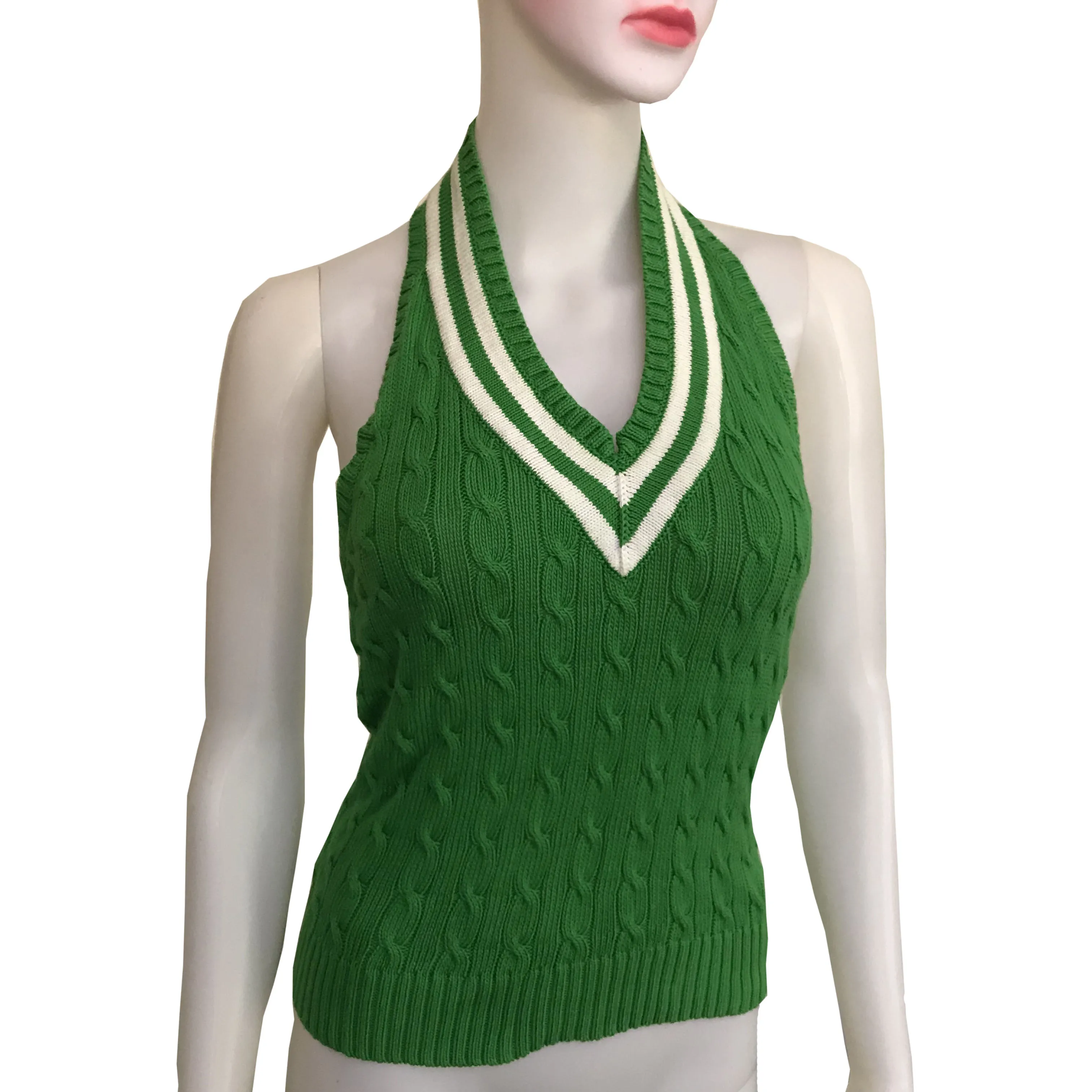 Vintage 1980s Green Preppy Halter Sweater