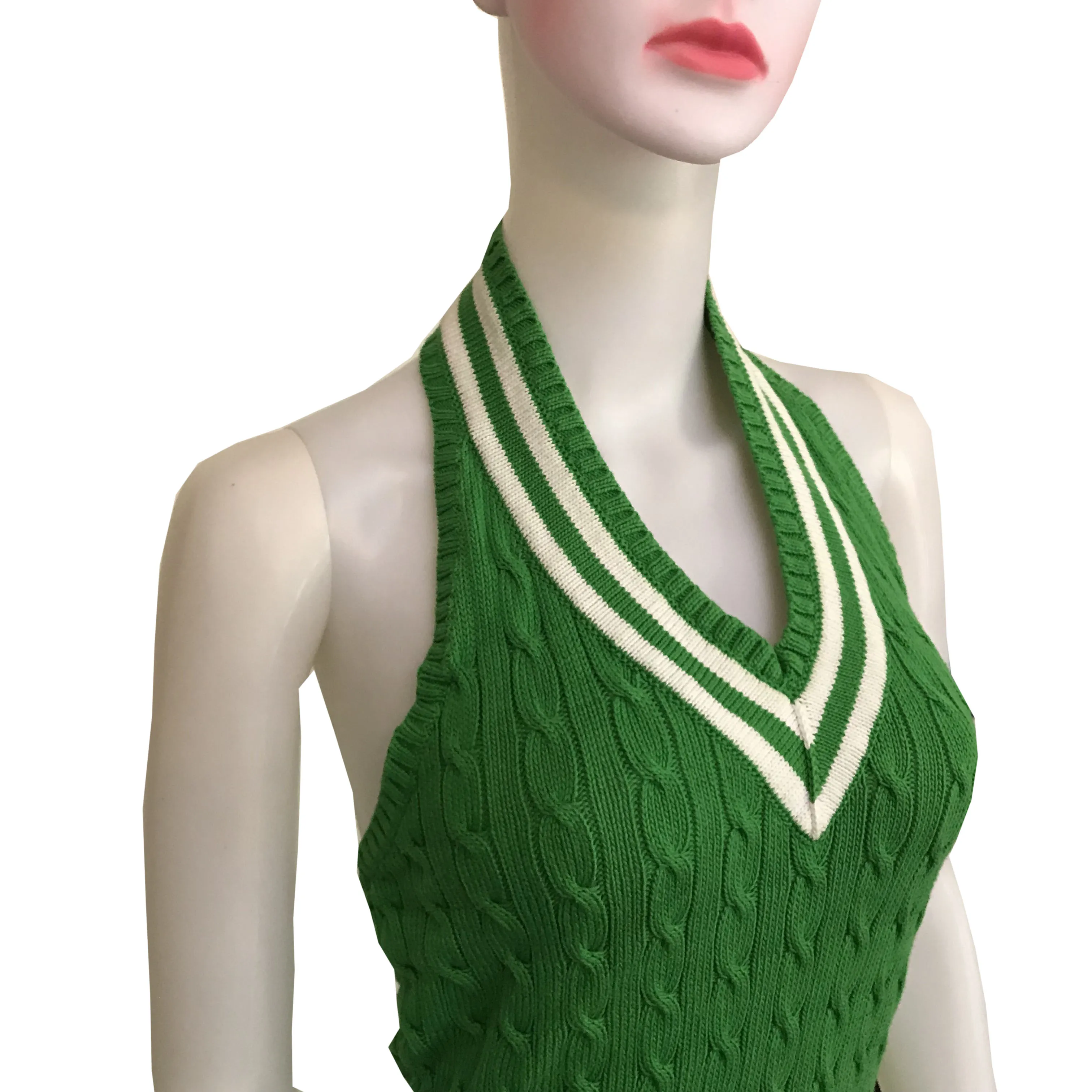 Vintage 1980s Green Preppy Halter Sweater