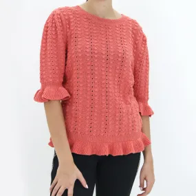 Women's Crochet Sweaters,Coral