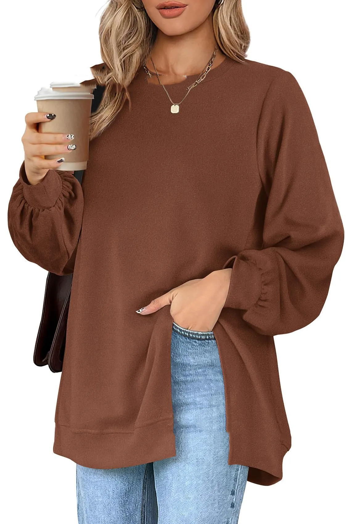 Women's Pullover Side Slit Sweater