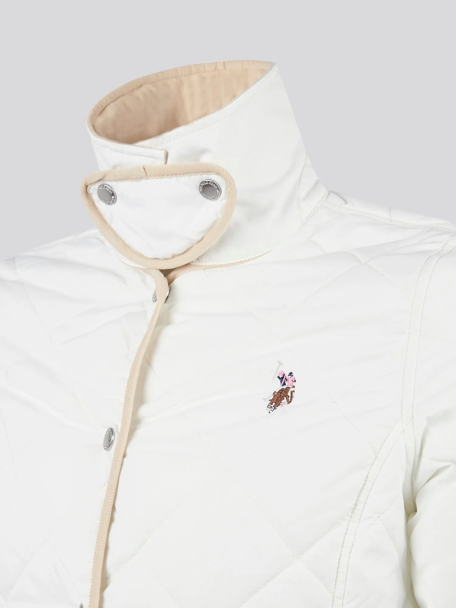 Womens Quilted Collared Jacket in Marshmallow